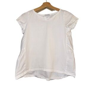 Rosso35 White Short Sleeve Tiered Back Blouse Top
